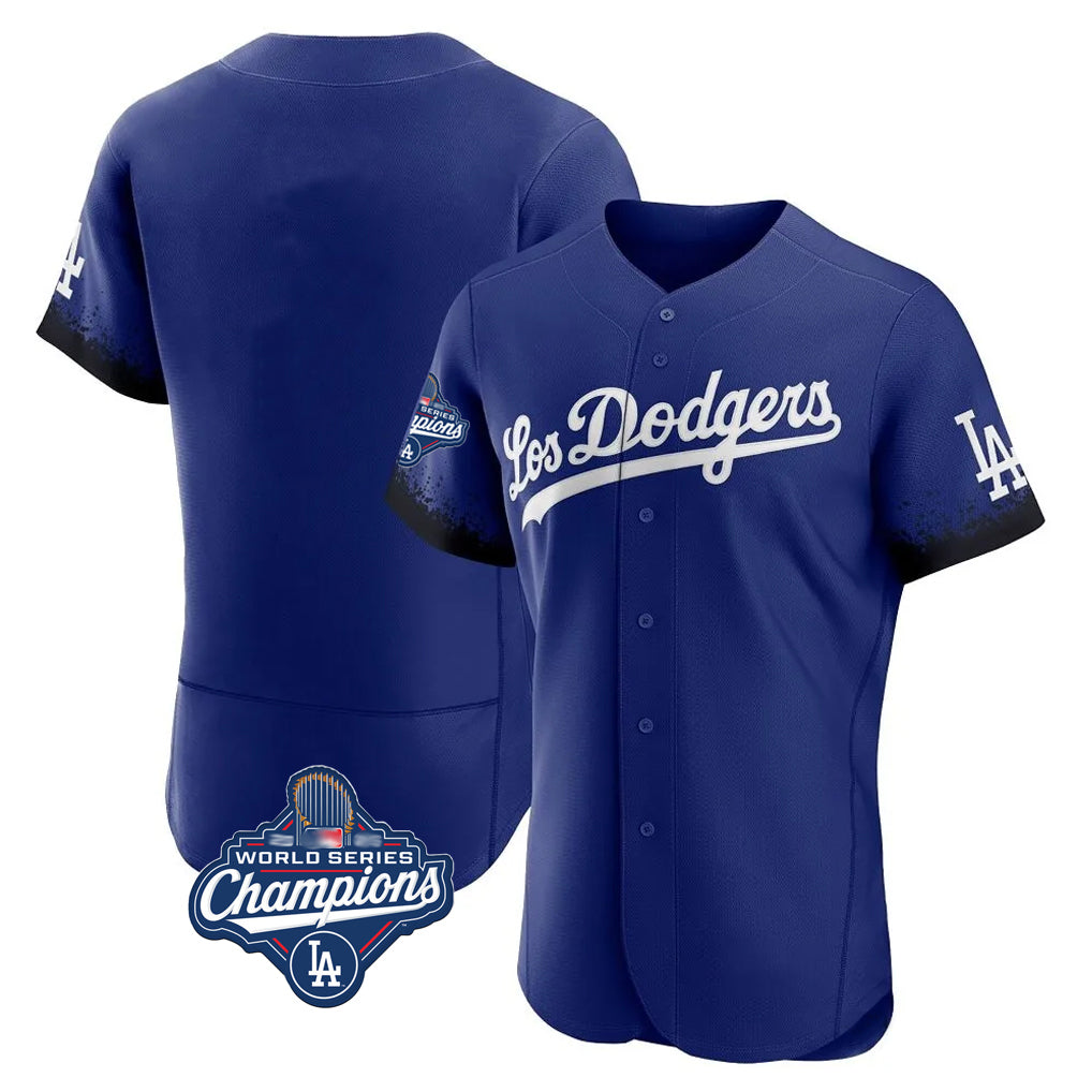 Johmsee LA.Dodgers Blank Player Royal City Connect Elite Home World Series Meet Stitched Jerseys