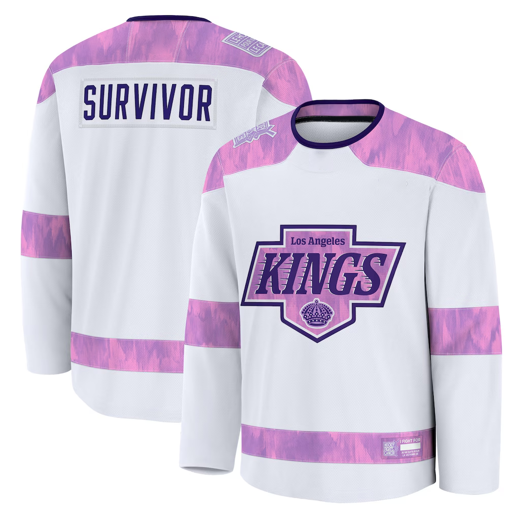 Johmsee LA.Kings White Hockey Fights Cancer Survivor Practice Jerseys
