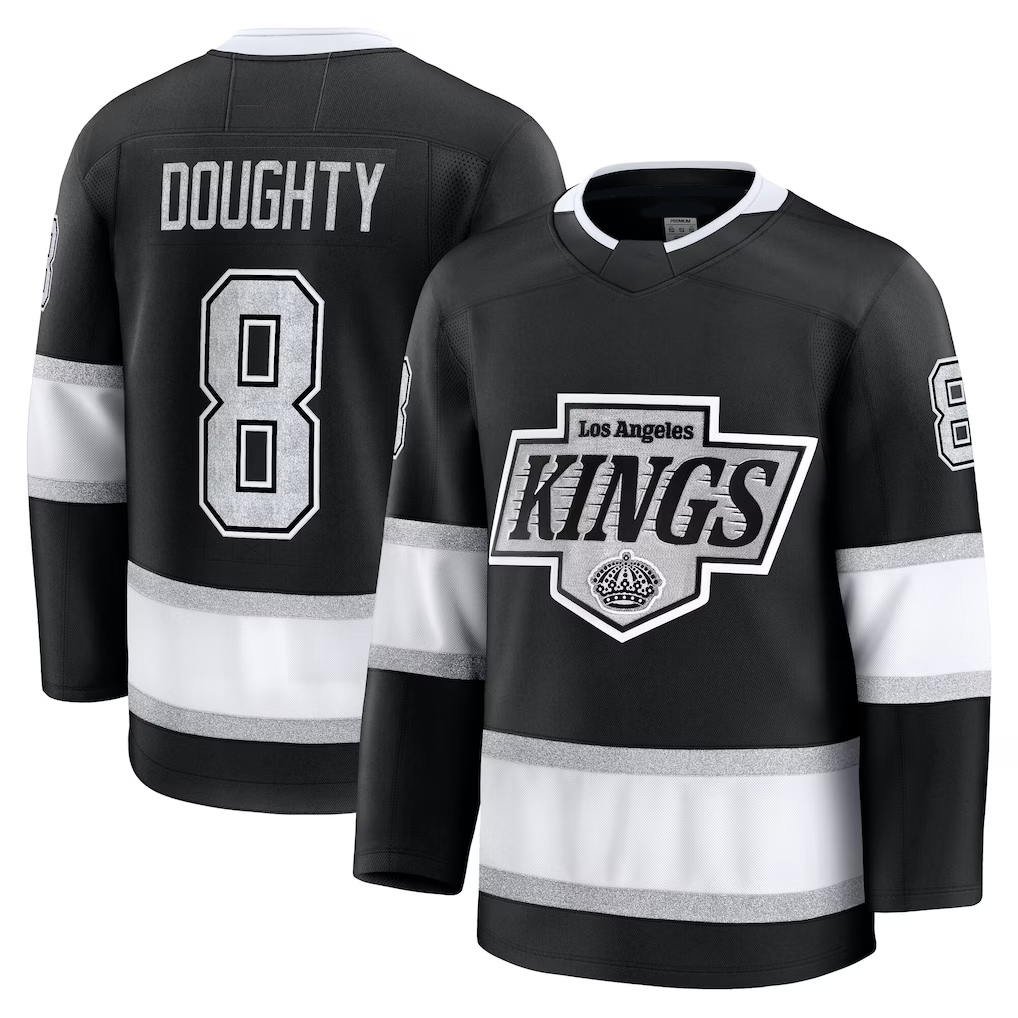 Johmsee LA.Kings #8 Drew Doughty Black Home Premium Jerseys