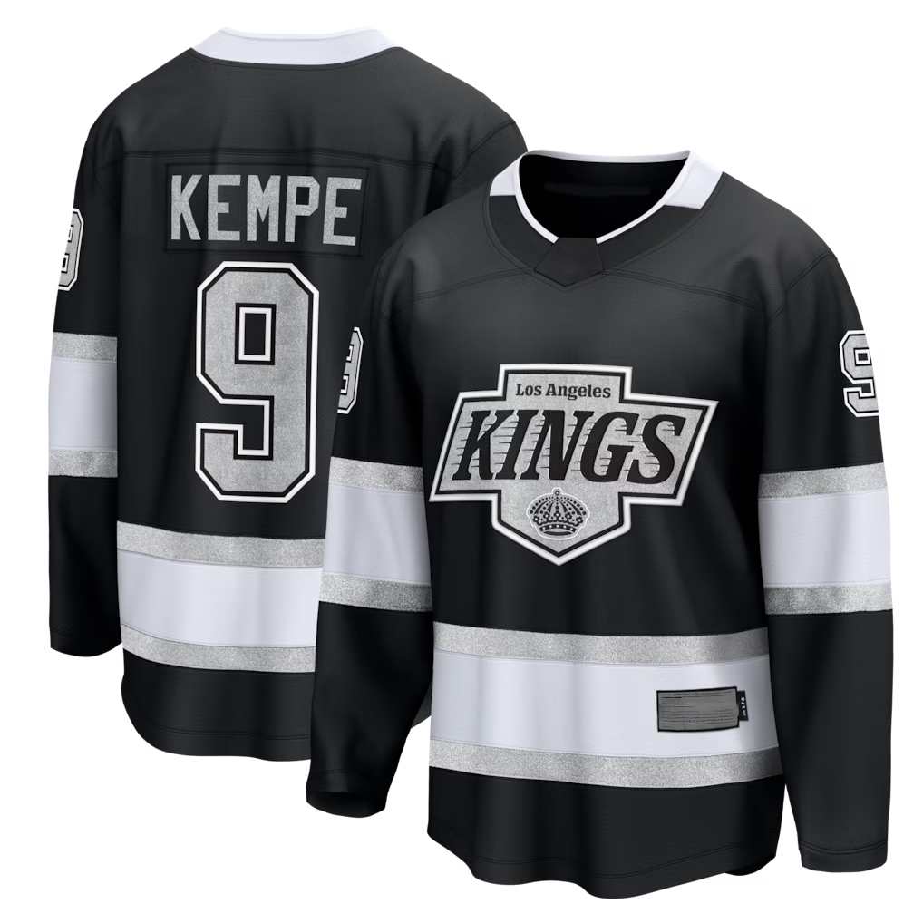 Johmsee LA.Kings #9 Adrian Kempe Black Home Premier Breakaway Player Jerseys