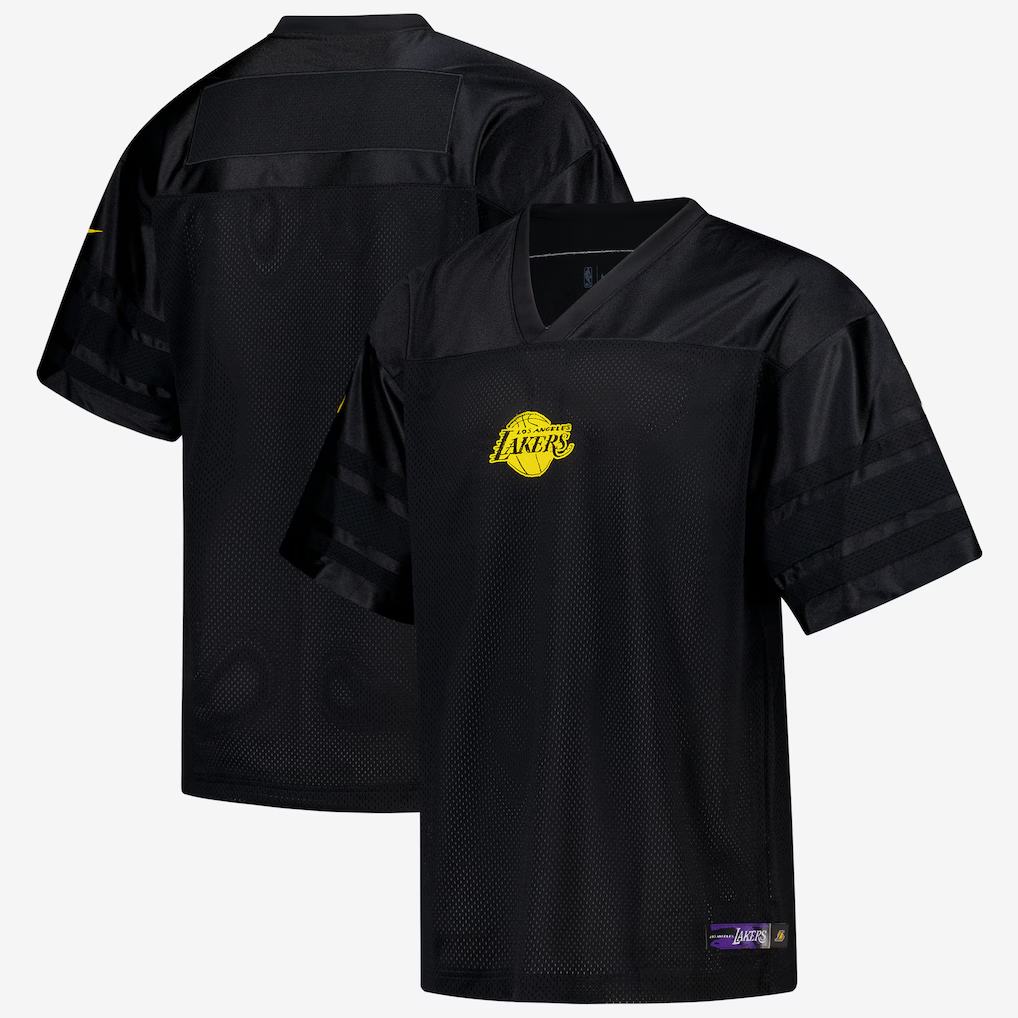 Johmsee LA.Lakers Black Courtside Football Stitched Jerseys