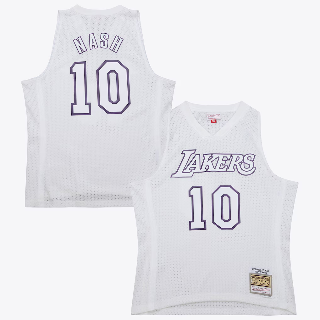 Johmsee LA.Lakers #10 Steve Nash White Mitchell & Ness 2012 Day Authentic Stitched Jerseys