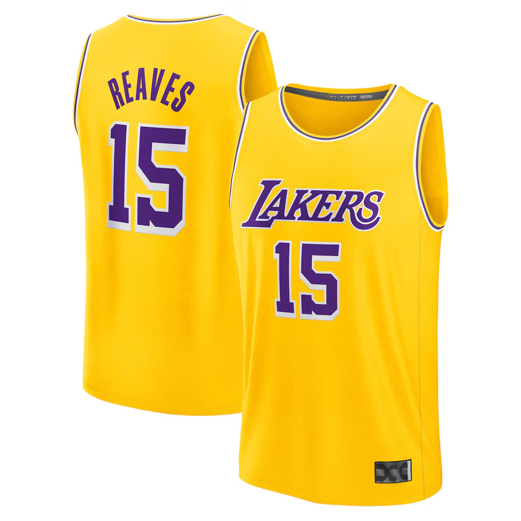 Johmsee LA.Lakers #15 Austin Reaves Gold Fast Break Replica Stitched Jerseys - Icon Edition