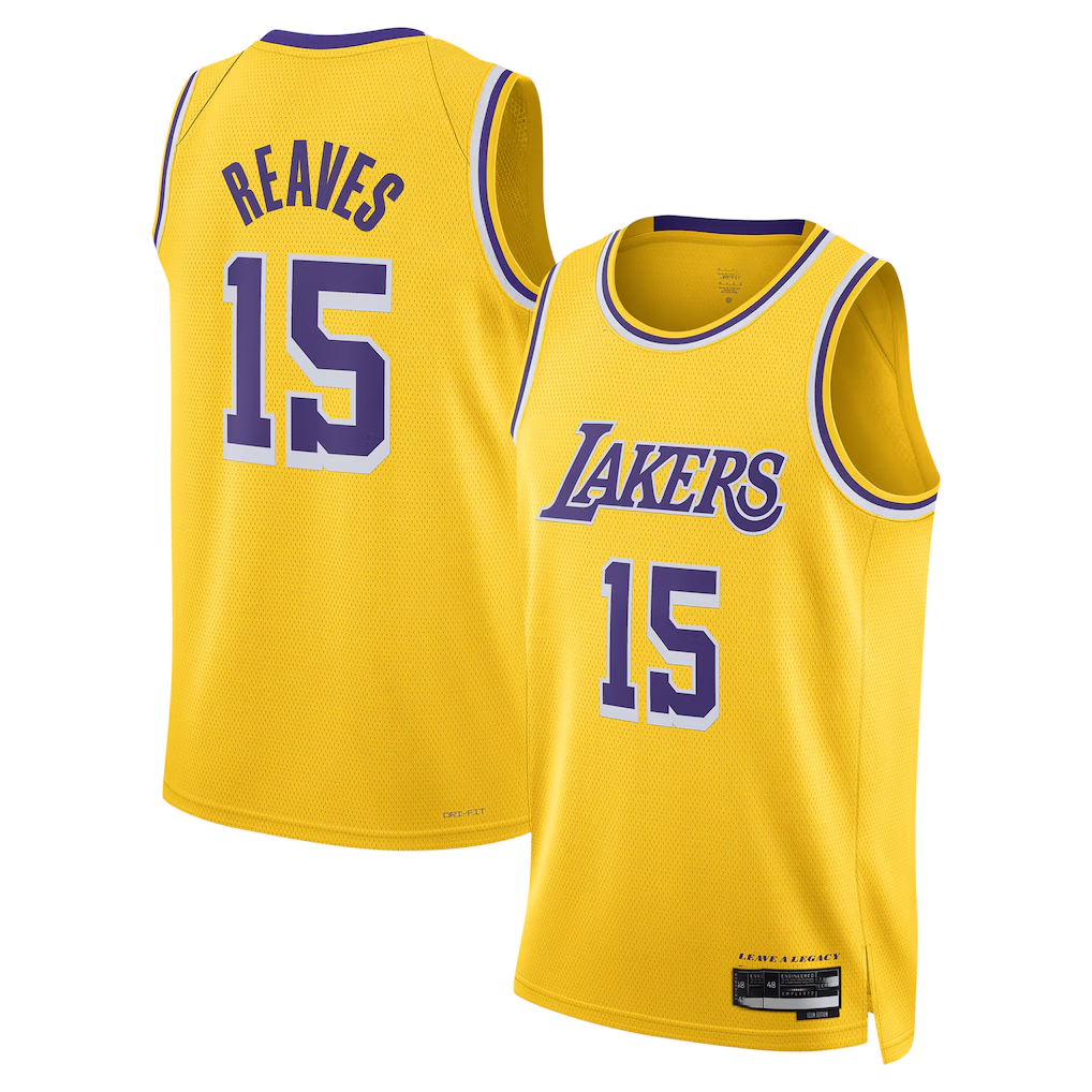 Johmsee LA.Lakers #15 Austin Reaves Gold Swingman Stitched Jerseys- Icon Edition
