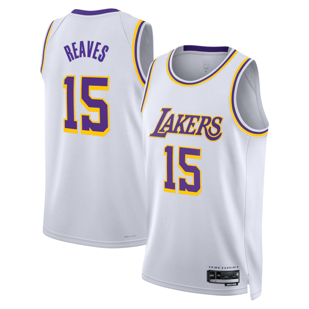 Johmsee LA.Lakers #15 Austin Reaves White Association Edition Swingman Stitched Jerseys