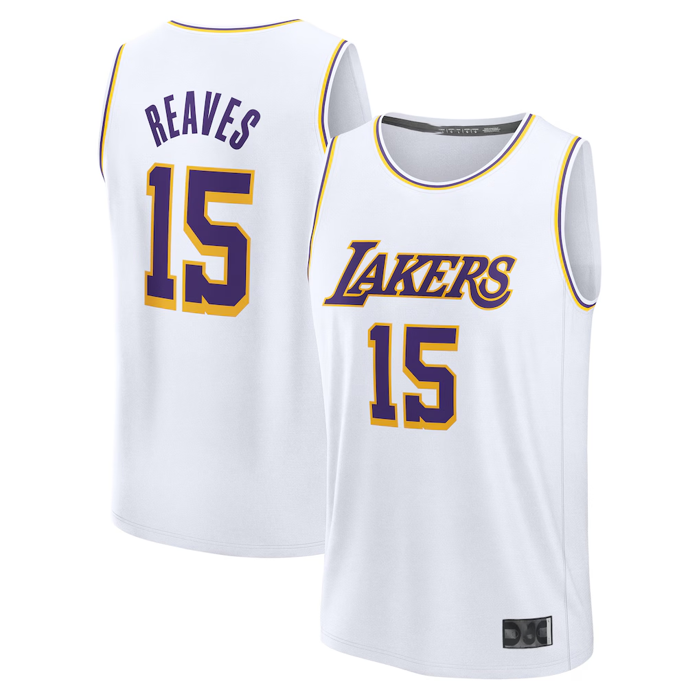 Johmsee LA.Lakers #15 Austin Reaves White Fast Break Replica Player Stitched Jerseys - Association Edition