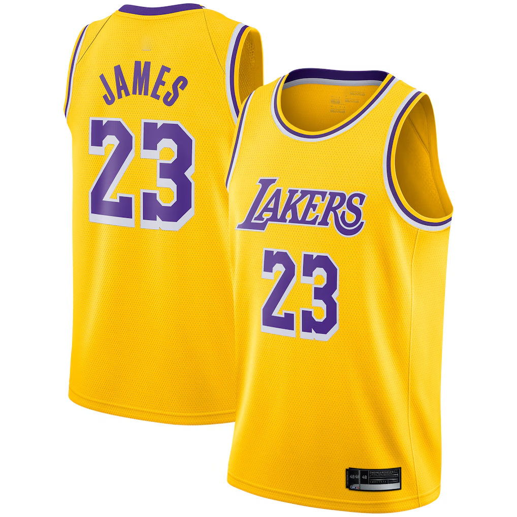 Johmsee LA.Lakers #23 LeBron James Gold Swingman Player Stitched Jerseyss - Icon Edition