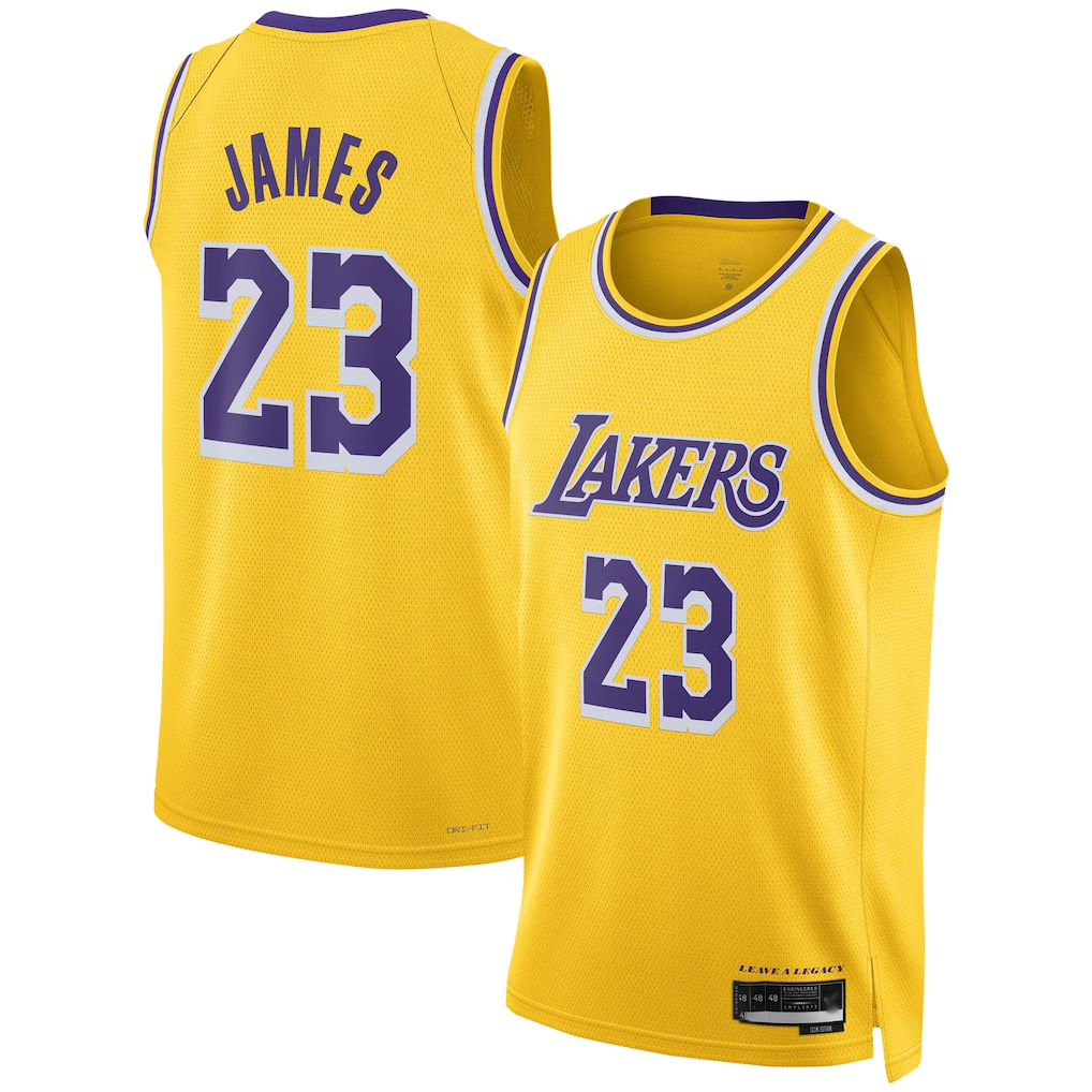 Johmsee LA.Lakers #23 LeBron James Gold Swingman Stitched Jerseys - Icon Edition