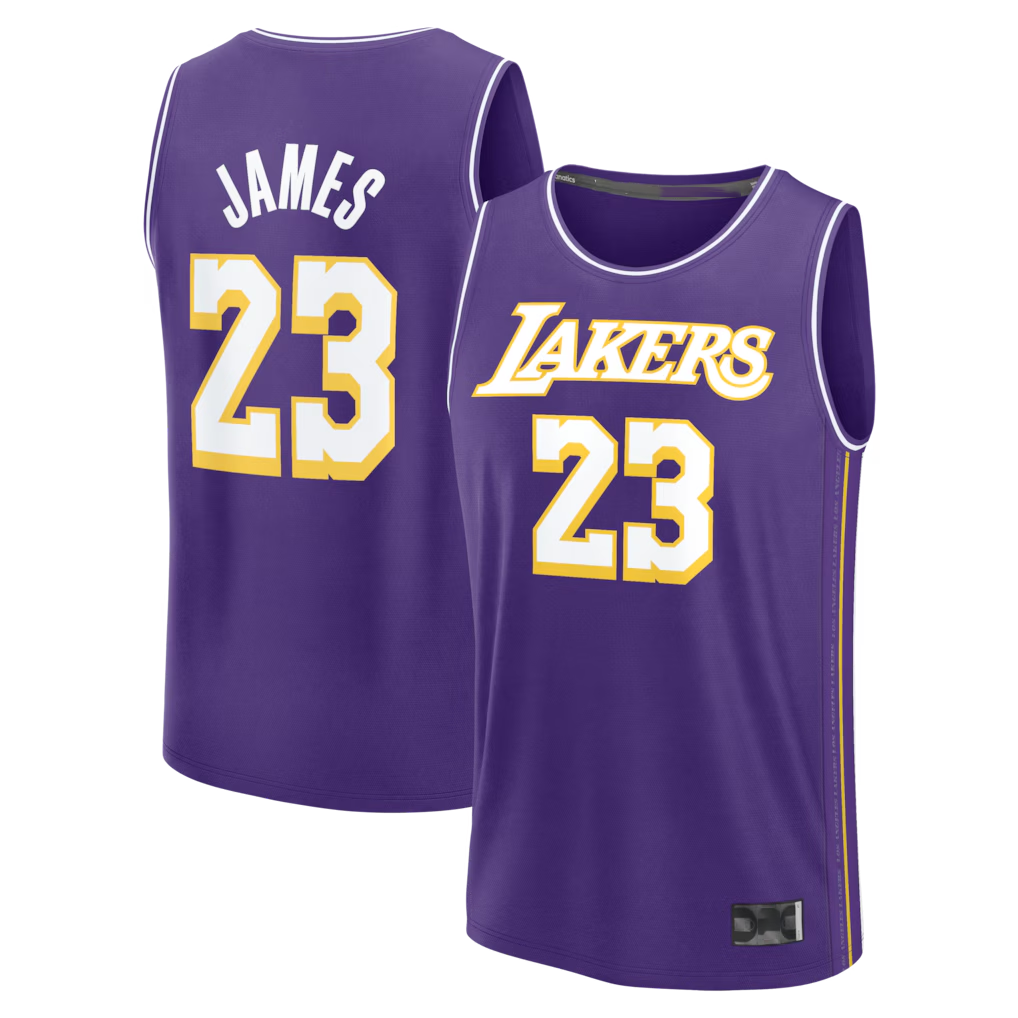 Johmsee LA.Lakers #23 LeBron James Purple Fast Break Stitched Jerseys - Statement Edition