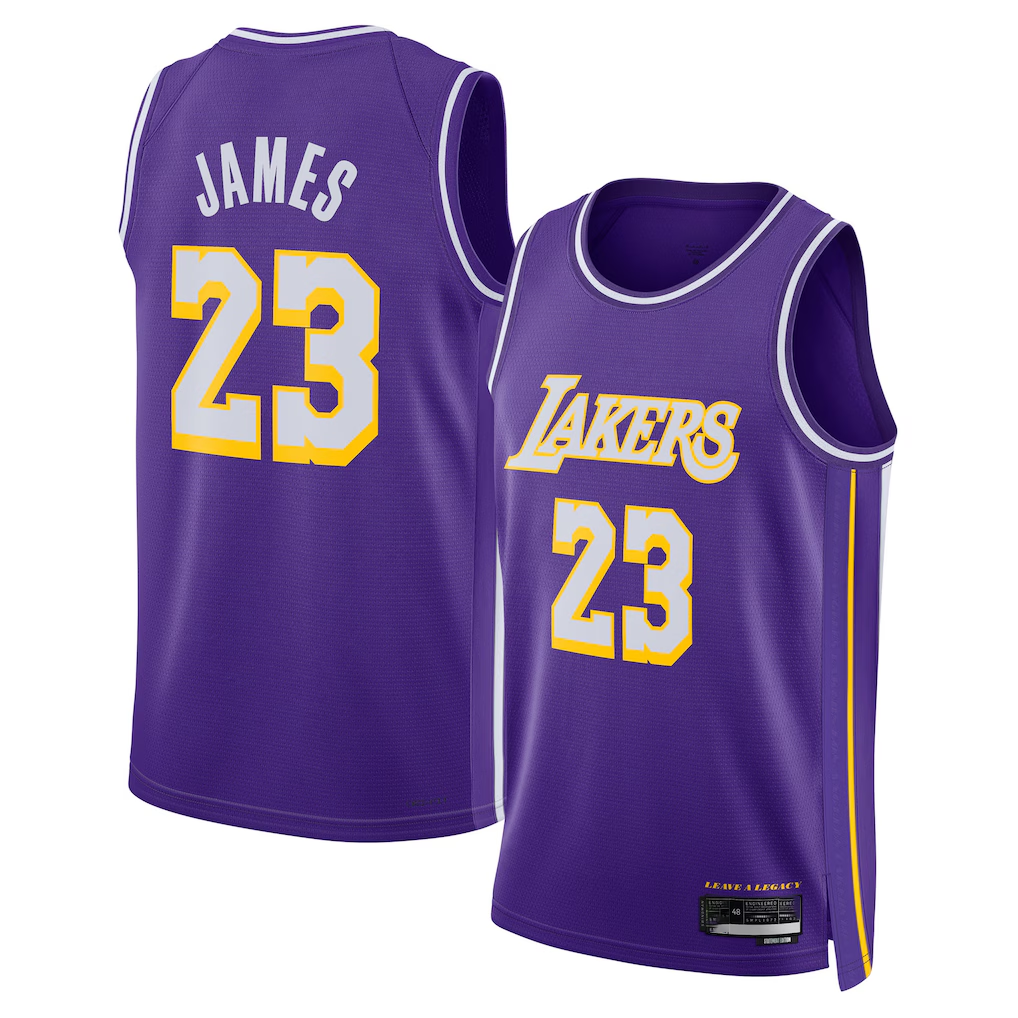 Johmsee LA.Lakers #23 LeBron James Purple Swingman Stitched Jerseys - Statement Edition