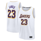 Johmsee LA.Lakers #23 LeBron James White Fast Break Replica Player Stitched Jerseys - Association Edition