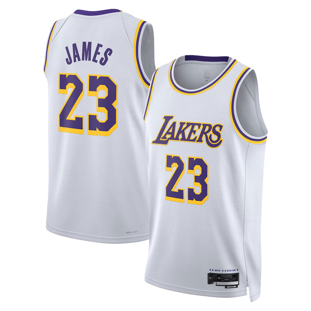 Johmsee LA.Lakers #23 LeBron James White Swingman Stitched Jerseys - Association Edition
