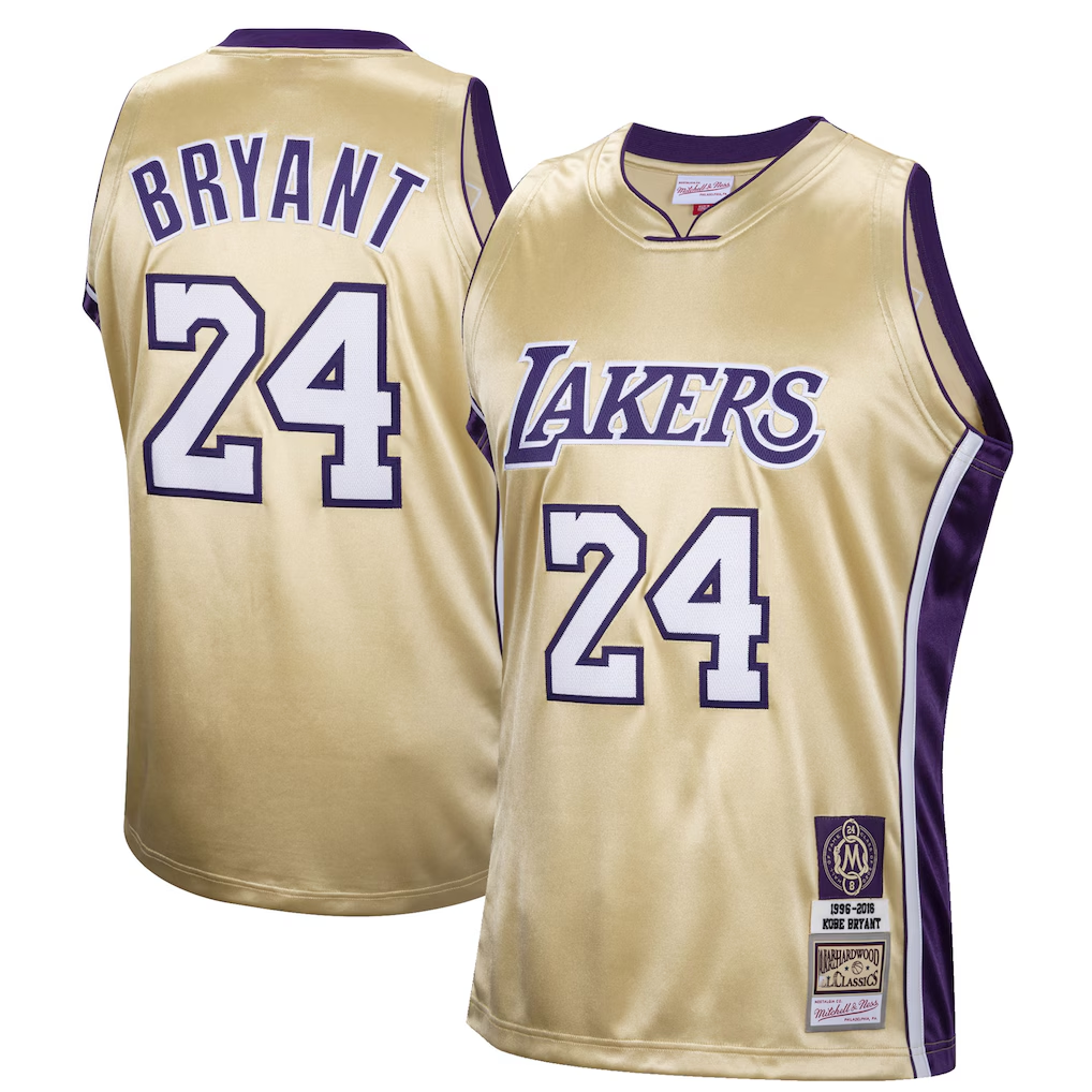 Johmsee LA.Lakers #24 Kobe Bryant Mitchell & Ness Gold Hall of Fame Class of 2020 #24 Authentic Hardwood Classics Jerseys
