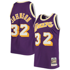 Johmsee LA.Lakers #32 Magic Johnson Mitchell & Ness Purple 1984-1985 Hardwood Classics Authentic Jerseys