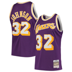 Johmsee LA.Lakers #32 Magic Johnson Mitchell & Ness Purple 1984-1985 Hardwood Classics Swingman Jerseys