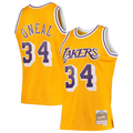 Johmsee LA.Lakers #34 Shaquille O'Neal Mitchell & Ness Gold 199697 Hardwood Classics Swingman Jerseys