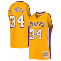 Johmsee LA.Lakers #34 Shaquille O'Neal Mitchell & Ness Gold Hardwood Classics Swingman Jerseys