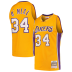Johmsee LA.Lakers #34 Shaquille O'Neal Mitchell & Ness Gold Hardwood Classics Swingman Jerseys