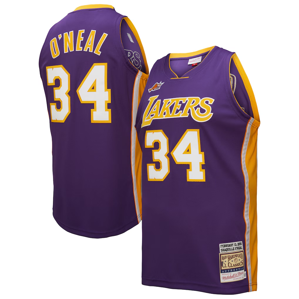 Johmsee LA.Lakers #34 Shaquille O'Neal Mitchell & Ness Purple 2000 All-Star Game Authentic Jerseys