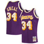 Johmsee LA.Lakers #34 Shaquille O'Neal Mitchell & Ness Purple Hardwood Classics Swingman Jerseys