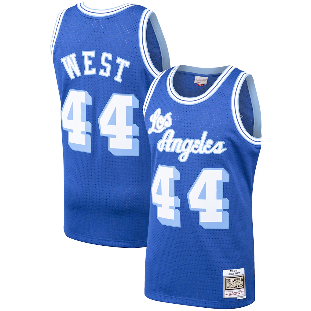 Johmsee LA.Lakers #44 Jerry West Mitchell & Ness Royal Hardwood Classics Swingman Stitched Jerseys