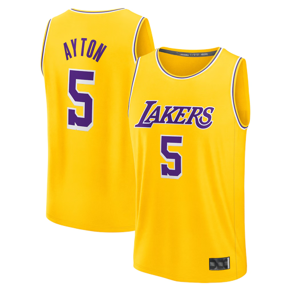 Johmsee LA.Lakers #5 Deandre Ayton Gold Fast Break Replica Player Stitched Jerseys - Icon Edition