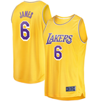Johmsee LA.Lakers #6 LeBron James Gold 2021-2022 Fast Break Replica Stitched Jerseys - Icon Edition