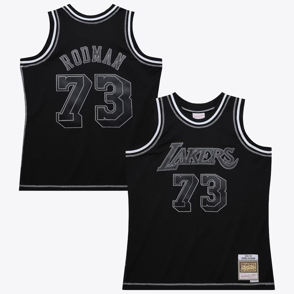 Johmsee LA.Lakers #73 Dennis RodmanBlack Mitchell & Ness 1998 Contrast 2K Swingman Stitched Jerseys