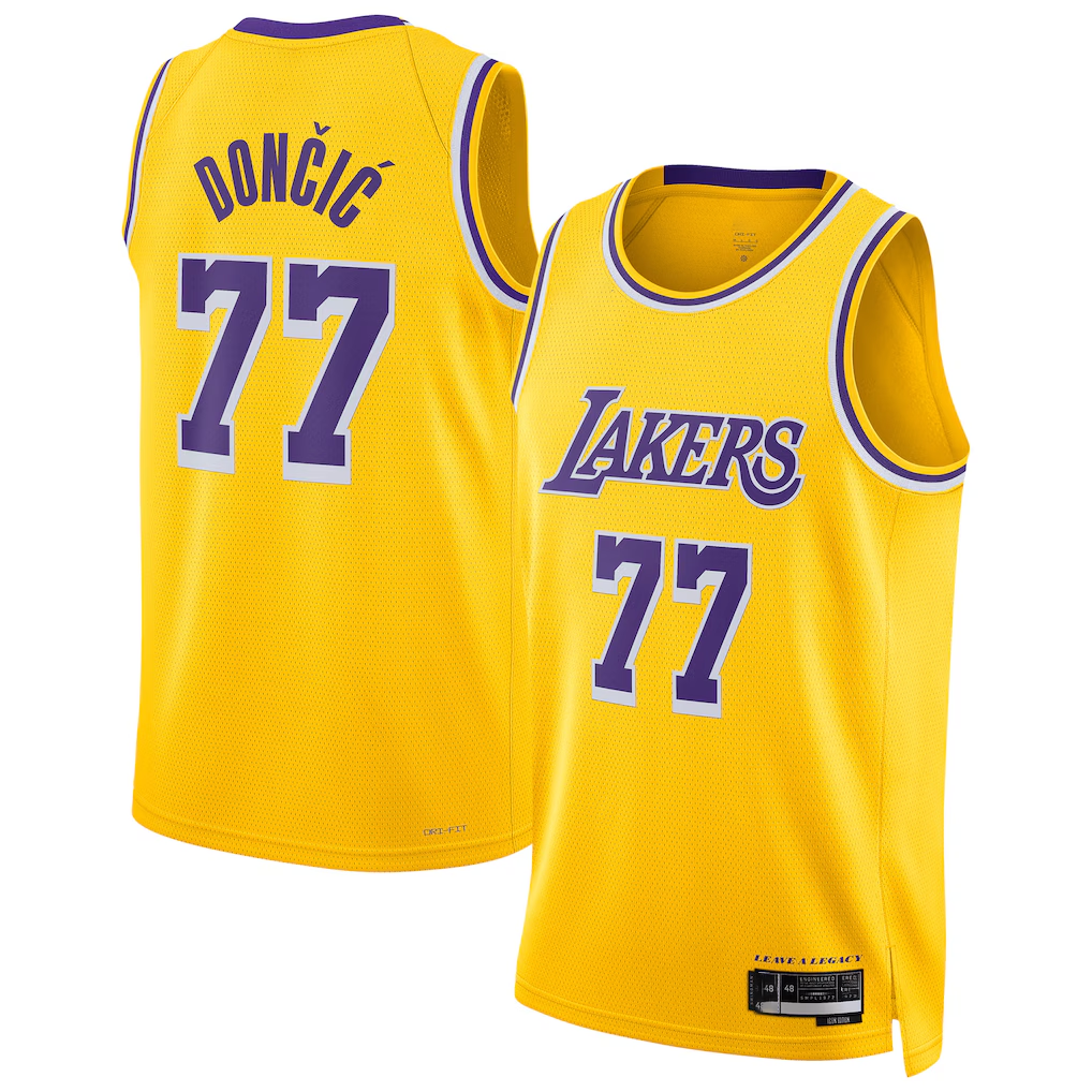 Johmsee LA.Lakers #77 Luka Doncic Dri-Fit Swingman Stitched Jerseys