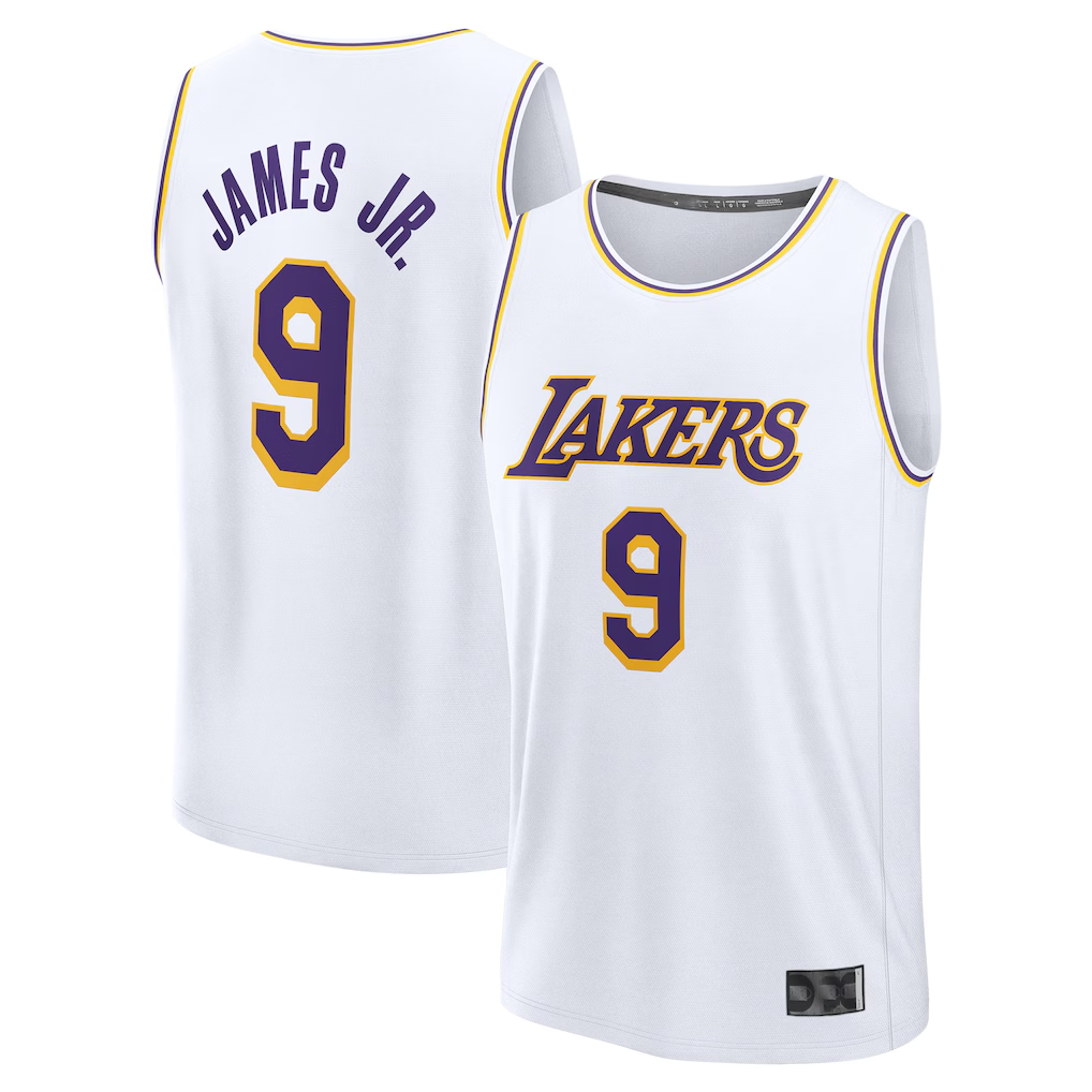 Johmsee LA.Lakers #9 Bronny James White Fast Break Replica Player Stitched Jerseys - Association Edition