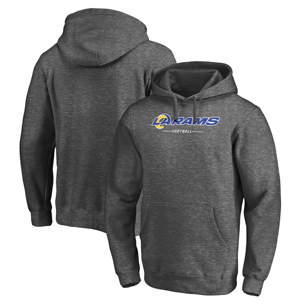 Johmsee LA.Rams Gray LOGO Pullover Hoodie Limited Game Blank Player Stitched Jerseys