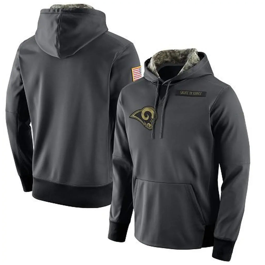 Johmsee LA.Rams Gray Pullover Hoodie Limited Game Blank Player Stitched Jerseys