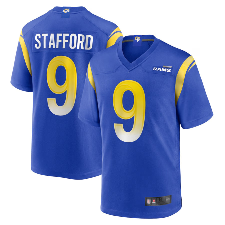 Johmsee LA.Rams Home Game Football Jerseys - Royal - #9 Matthew Stafford Player Stitched Jerseys