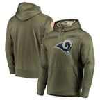 Johmsee LA.Rams Olive Salute to Service Pullover Hoodies Home Game Blank Player Stitched Jerseys