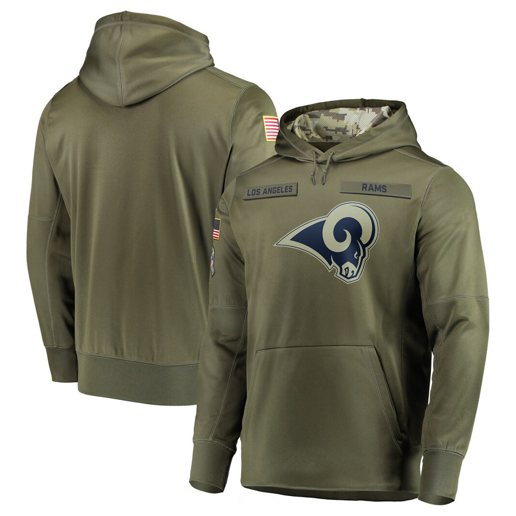 Johmsee LA.Rams Olive Salute to Service Pullover Hoodies Home Game Blank Player Stitched Jerseys