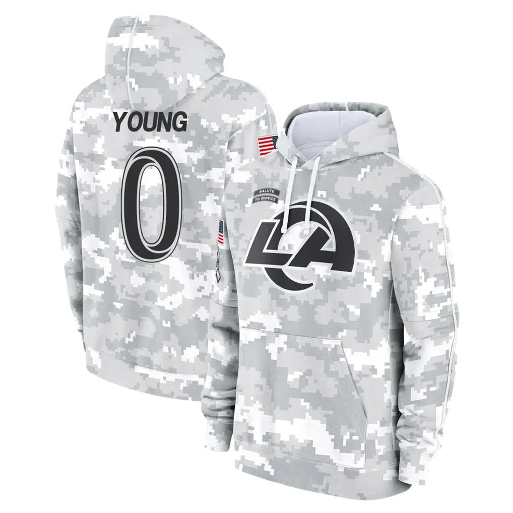 Johmsee LA.Rams #0 Byron Young Player Arctic Camo Salute to Service Hoodies Limited Game Stitched Jerseys