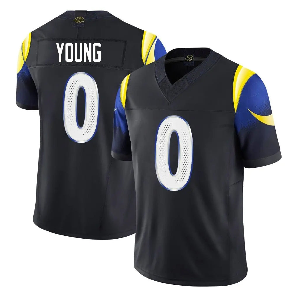 Johmsee LA.Rams #0 Byron Young Player Black Midnight Rivalries Collection Limited Home Game Stitched Jerseys