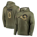 Johmsee LA.Rams #0 Byron Young Player Olive Salute to Service Pullover Hoodies Home Game Stitched Jerseys