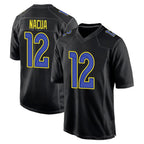Johmsee LA.Rams #12 Puka Nacua Player Black Carbon Fashion Game Stitched Jerseys
