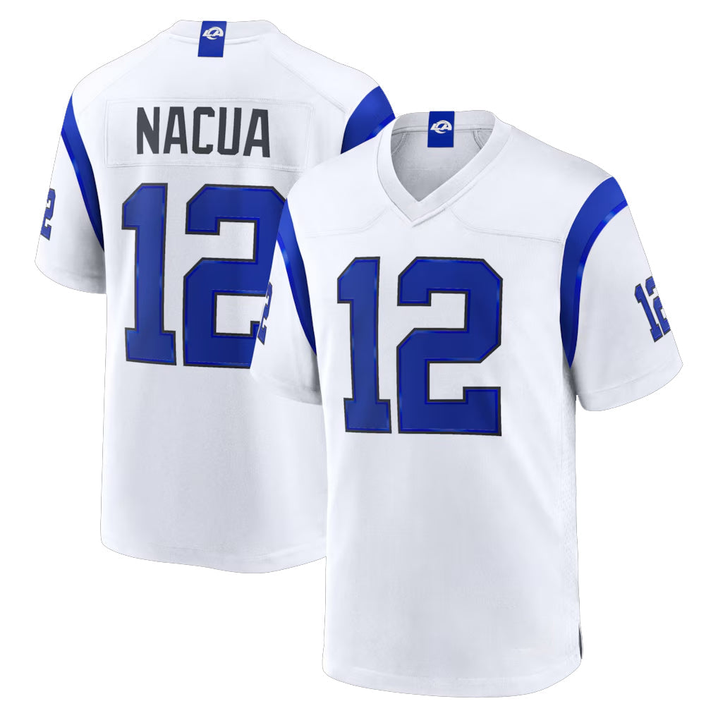 Johmsee LA.Rams #12 Puka Nacua Player Fearsome White Home Game Stitched Jerseys