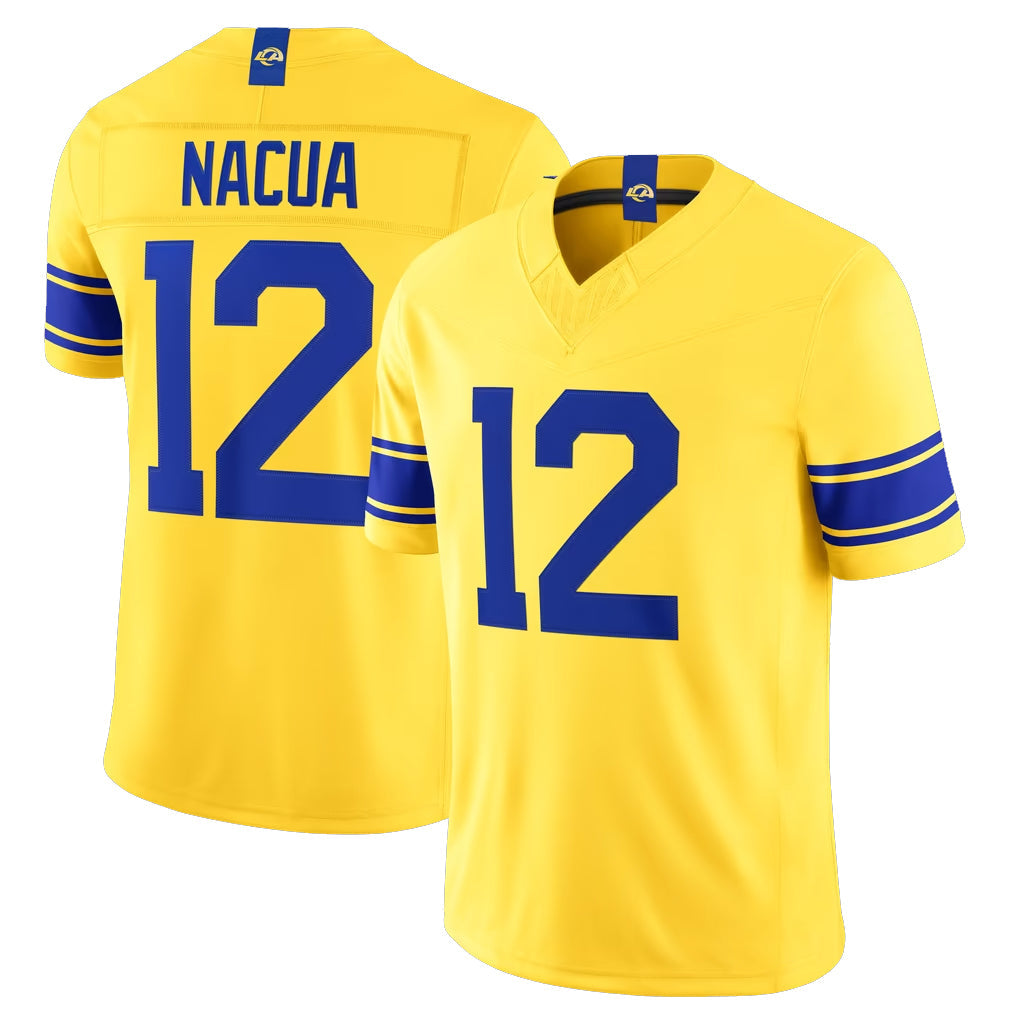Johmsee LA.Rams #12 Puka Nacua Player Gold Classic Sol Vapor F.U.S.E. Home Game Stitched Jerseys
