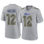 Johmsee LA.Rams #12 Puka Nacua Player Gray Atmosphere Fashion Game Stitched Jerseys