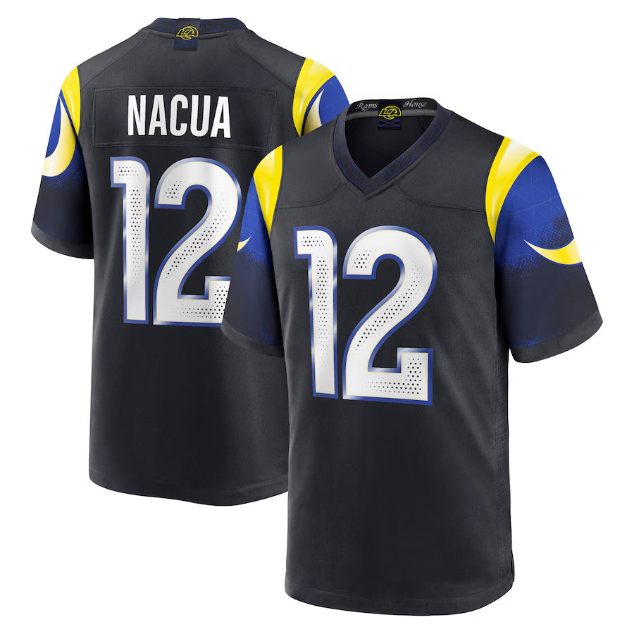 Johmsee LA.Rams #12 Puka Nacua Player Midnight Blue Rivalries Collection Game Stitched Jerseys