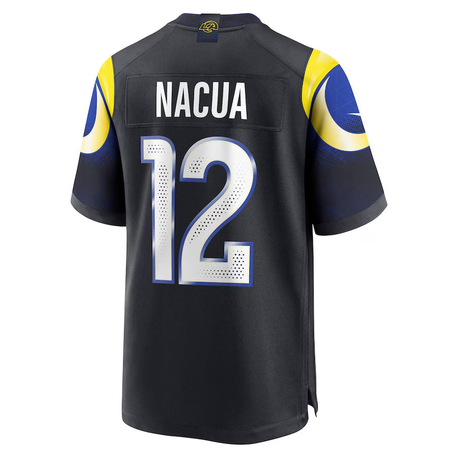 Johmsee LA.Rams #12 Puka Nacua Player Midnight Blue Rivalries Collection Game Stitched Jersey