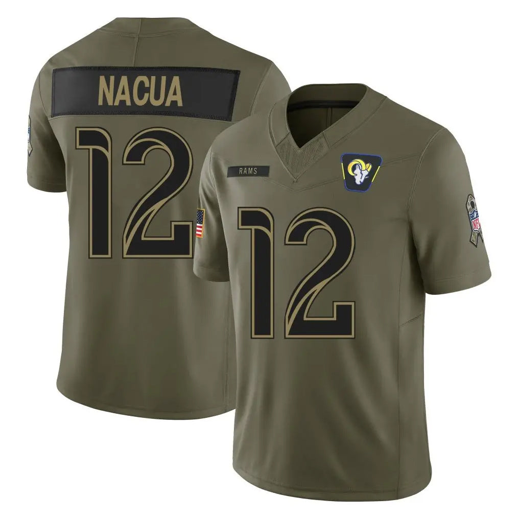 Johmsee LA.Rams #12 Puka Nacua Player Olive 2025 Salute To Service Limited Game Stitched Jerseys