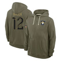 Johmsee LA.Rams #12 Puka Nacua Player Olive Salute to Service Pullover Hoodies Limited Stitched Jerseys