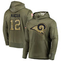 Johmsee LA.Rams #12 Puka Nacua Player Salute to Service Olive Hoodies Stitched Jerseys