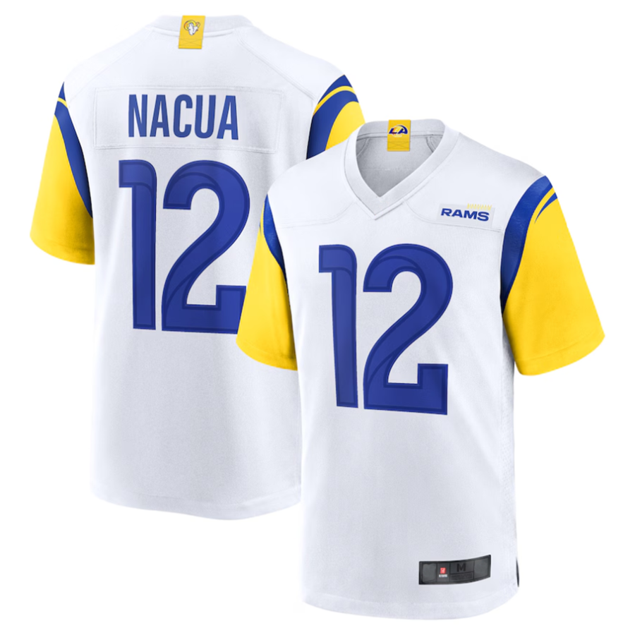 Johmsee LA.Rams #12 Puka Nacua White Game Player Jersey American Stitched Jerseys