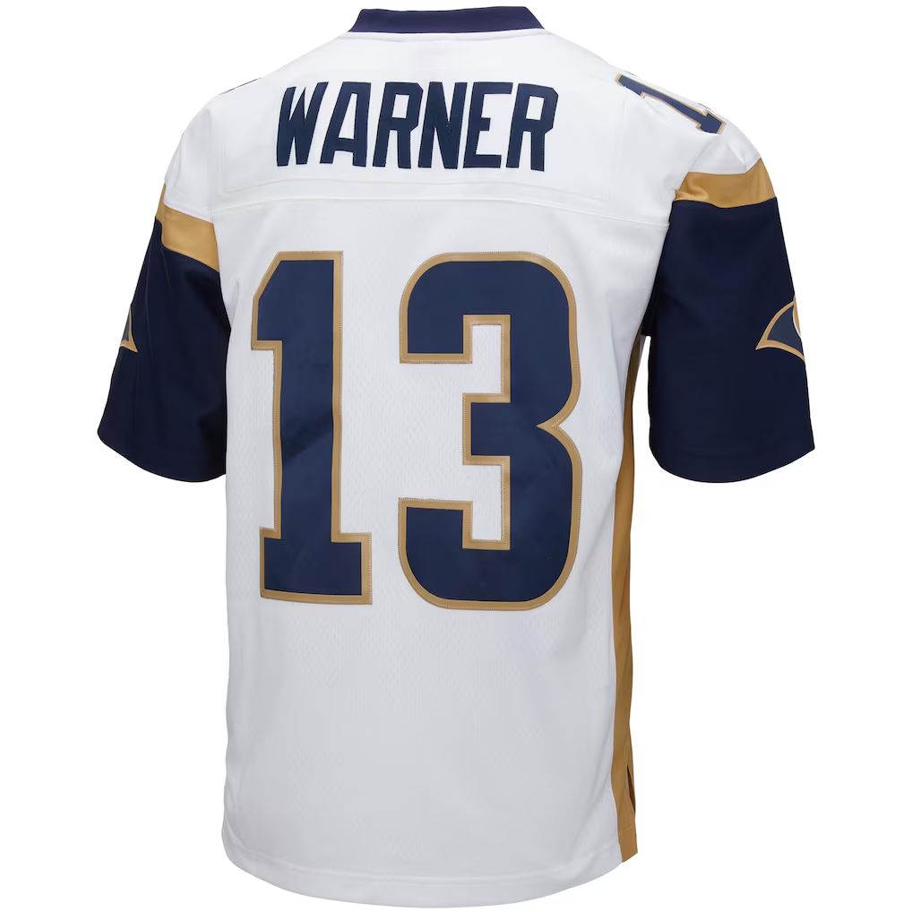 Johmsee LA.Rams #13 Kurt Warner Mitchell & Ness White Big & Tall 2001 Retired Player Replica Stitched Puhic Jersey