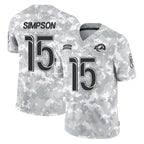 Johmsee LA.Rams #15 Ty Simpson Player Arctic Camo Salute To Service Limited Game Stitched Jerseys